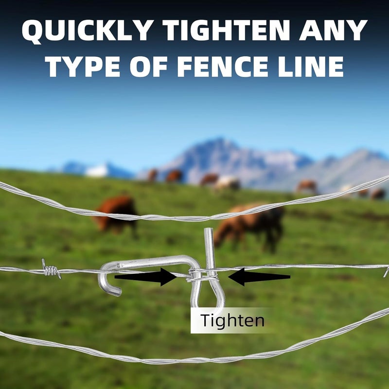 OSROENE Fence Wire Tightener, 20PCS 6mm Fence Wire Tightener Clips and 1PCS Tighteners Handle, 1/4" Barb Wire Fence Tools Wire Tensioner Tool for Wire Fence Farm Garden - Image 3